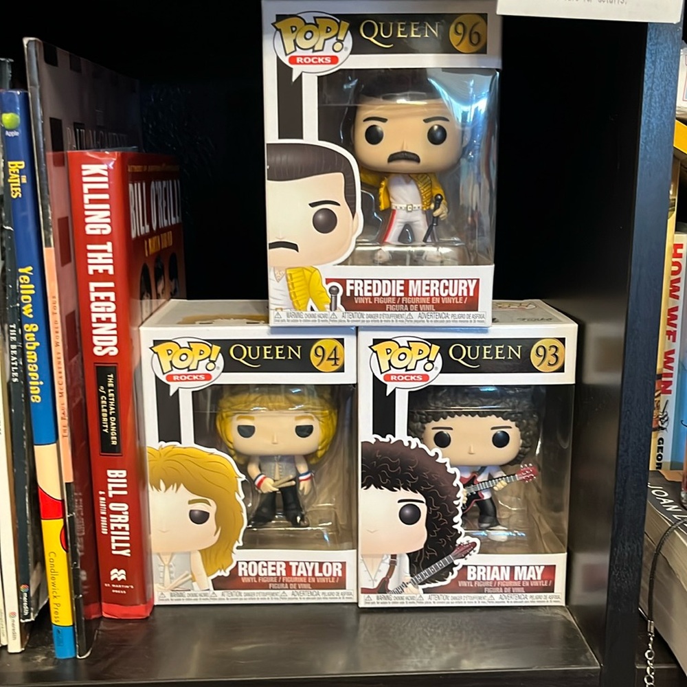 Queen Funko pops, Freddie mercury, Roger Taylor, Brian May